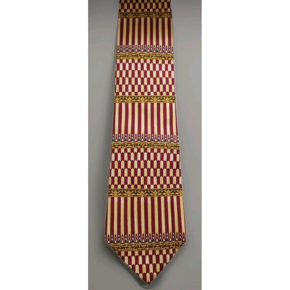 Metropolitan Museum of Art Imported Silk Neck Tie Red Gold Victorian Design VTG - Picture 1 of 4